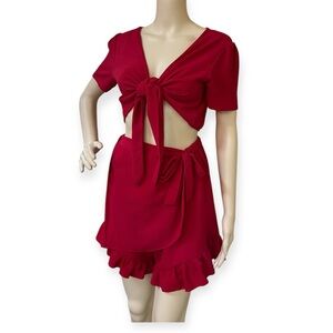 Tie-Front Short Two-Piece Set